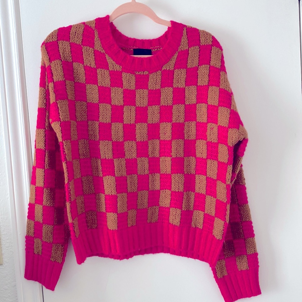 Gorgeous Pink & Brown Sweater